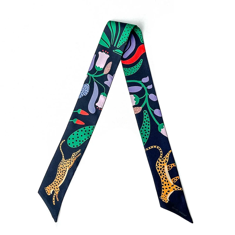 Jessie Zhao New York Silk Twilly Of Jungle Night