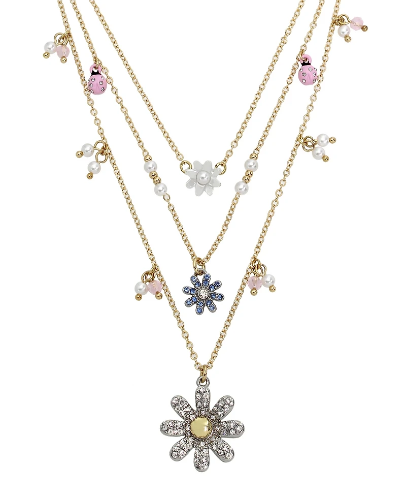 Betsey Johnson Faux Stone Daisy Layered Necklace