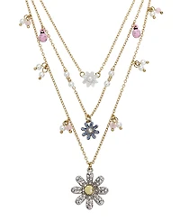 Betsey Johnson Faux Stone Daisy Layered Necklace