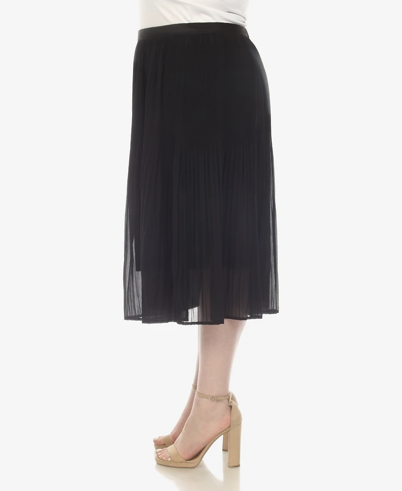 White Mark Plus Pleated Chiffon Midi Skirt