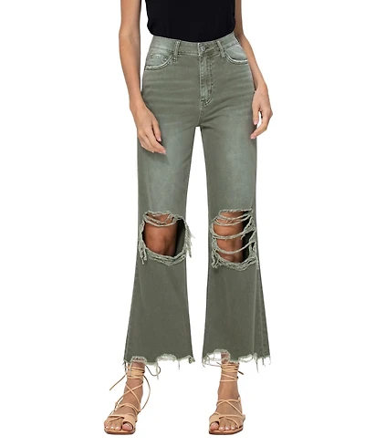 Vervet Women's Super High Rise 90's Vintage-like Cropped Flare Jean