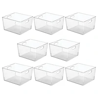 mDesign Plastic Bathroom Storage Organizer Bin with Handles, 8 Pack, Clear