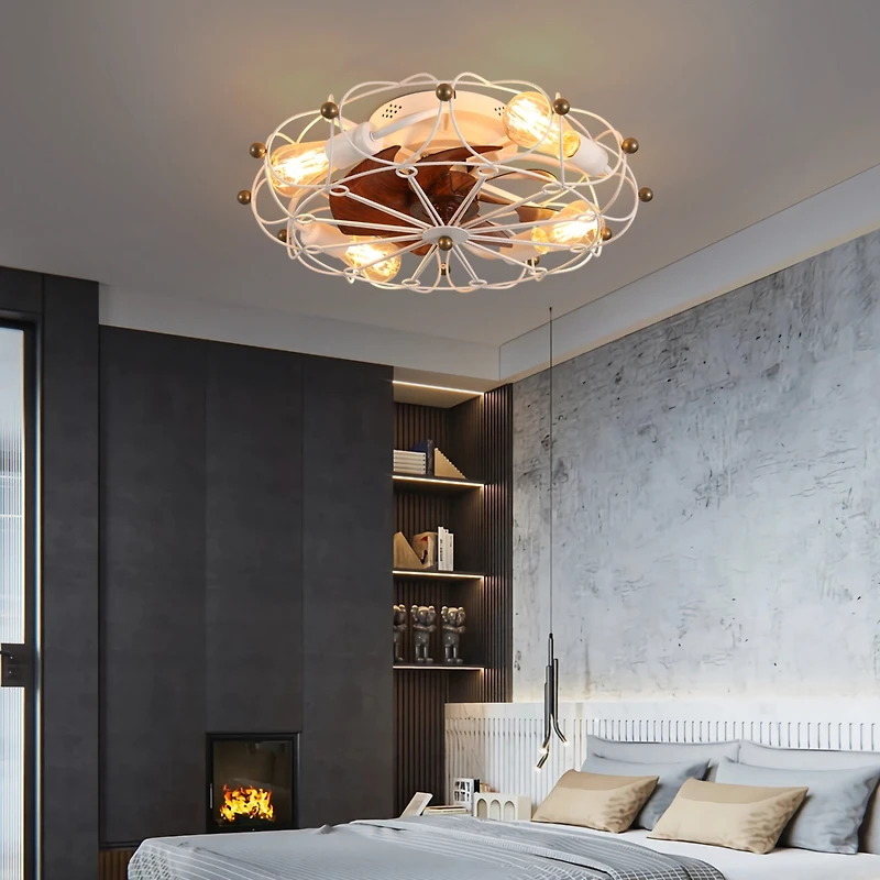 Streamdale Caged Ceiling Fan with Remote, Industrial Modern