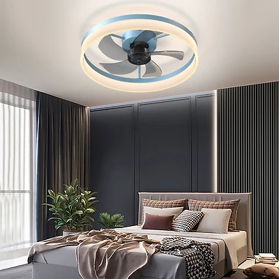 Streamdale Dimmable Led Ceiling Fan with Ultra-Thin Profile (Blue)