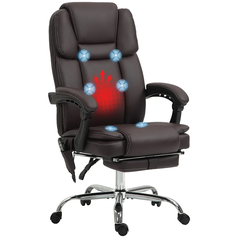 Vinsetto Massage Office Chair with Footrest, Pu Leather Desk Chair,