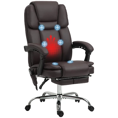 Vinsetto Massage Office Chair with Footrest, Pu Leather Desk Chair,
