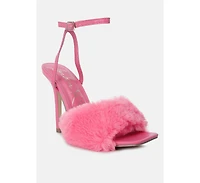 tarantino faux fur stiletto sandals