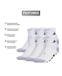 adidas Boys Youth Athletic Cushioned Quarter Socks, Pack of 6