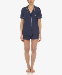 White Mark Women's 2 Pc. Short Sleeve Pajama Set