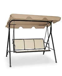 Sugift 3 Person Steel Frame Patio Swing with Polyester Angle and Adjustable Canopy