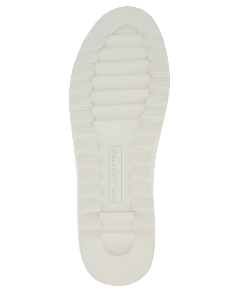 Karl Lagerfeld Paris Men's Suede Plain-Toe with Side White Logo Bit Sneaker
