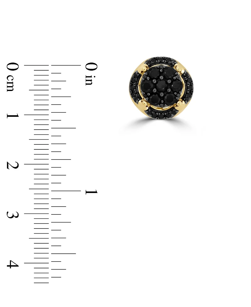 Men's Black Diamond Halo Cluster Stud Earrings (1 ct. t.w.) in 10k Gold