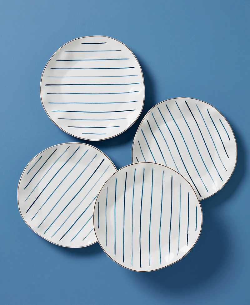 Lenox Blue Bay Stripes Dinner Plates, Set of 4
