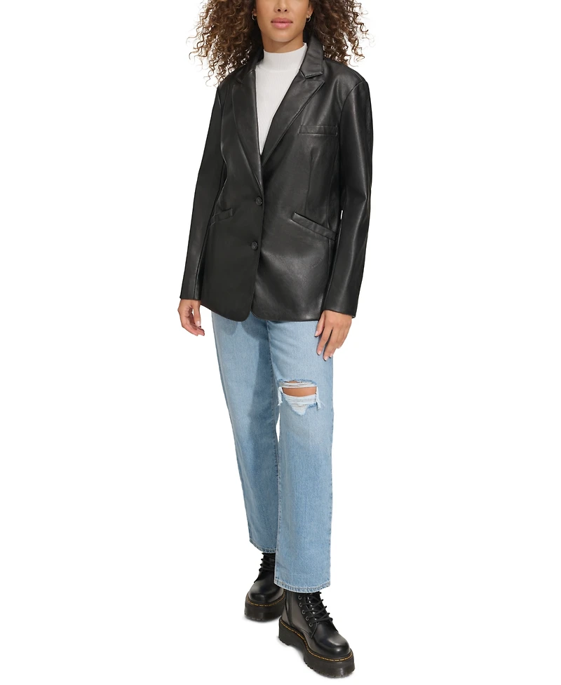 Levi's Women's Single-Breasted Faux-Leather Blazer