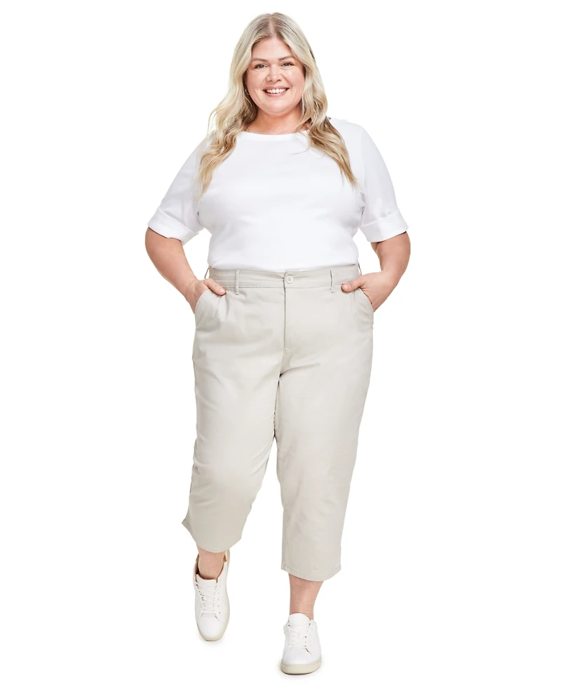 Style & Co Women's Plus Size Mid-Rise Comfort Waist Capri Pants, Exclusively at Macy's