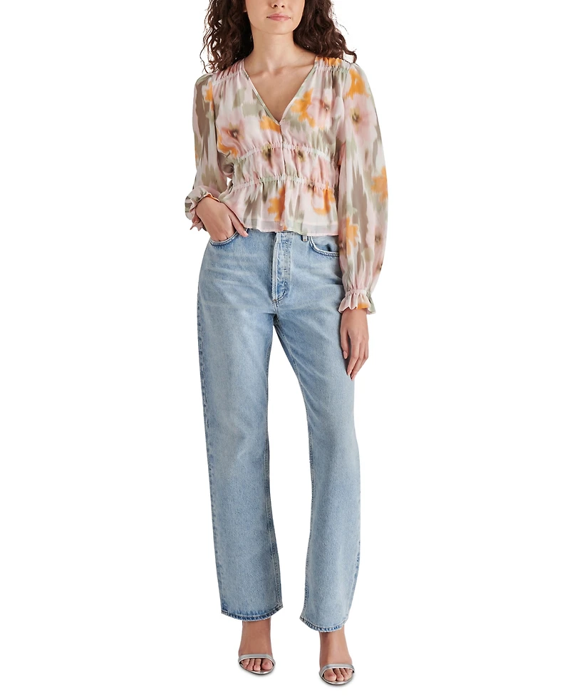 Steve Madden Women's Ardenne V-Neck Long-Sleeve Top