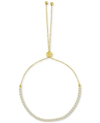 Cubic Zirconia Bezel-Set Cable Link Bolo Bracelet in 10k Gold