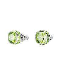Swarovski Rhodium Plated Square Cut Color Birthstone Stud Earrings