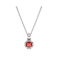 Swarovski Rhodium Plated Square Cut Color Birthstone Pendant Necklace