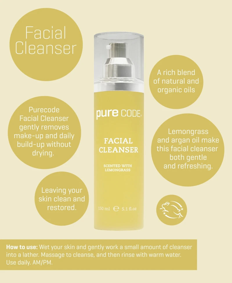 Purecode Facial Cleanser With Lemongrass, 150 ml