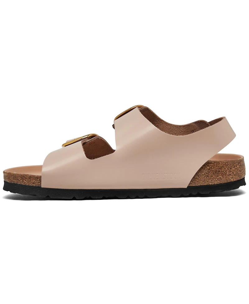 Birkenstock Women's Milano Big Buckle High Shine Natural Leather Patent Sandals from Finish Line