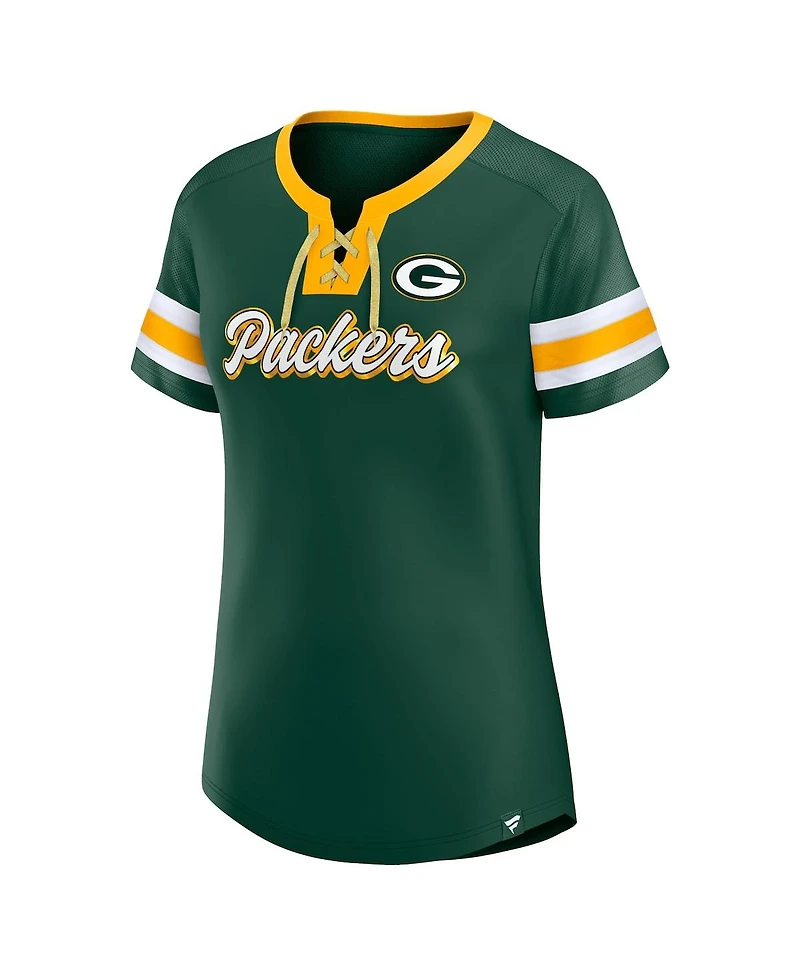 Women's Fanatics Green Bay Packers Original State Lace-Up T-shirt