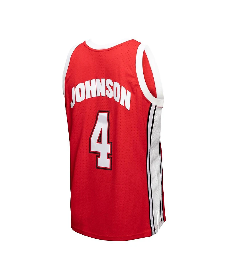 Men's Mitchell & Ness Larry Johnson Red Distressed Unlv Rebels 1989/90 Player Swingman Jersey