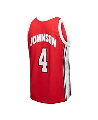 Men's Mitchell & Ness Larry Johnson Red Distressed Unlv Rebels 1989/90 Player Swingman Jersey