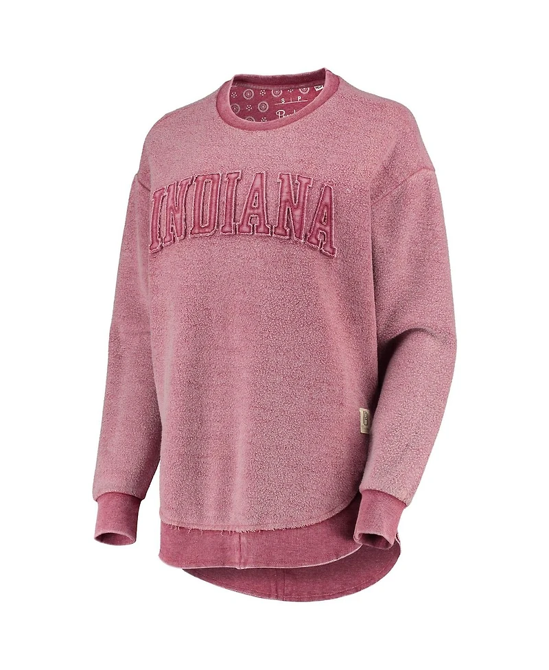 Women's Pressbox Crimson Distressed Indiana Hoosiers Ponchoville Pullover Sweatshirt