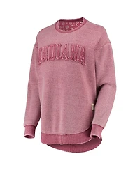 Women's Pressbox Crimson Distressed Indiana Hoosiers Ponchoville Pullover Sweatshirt