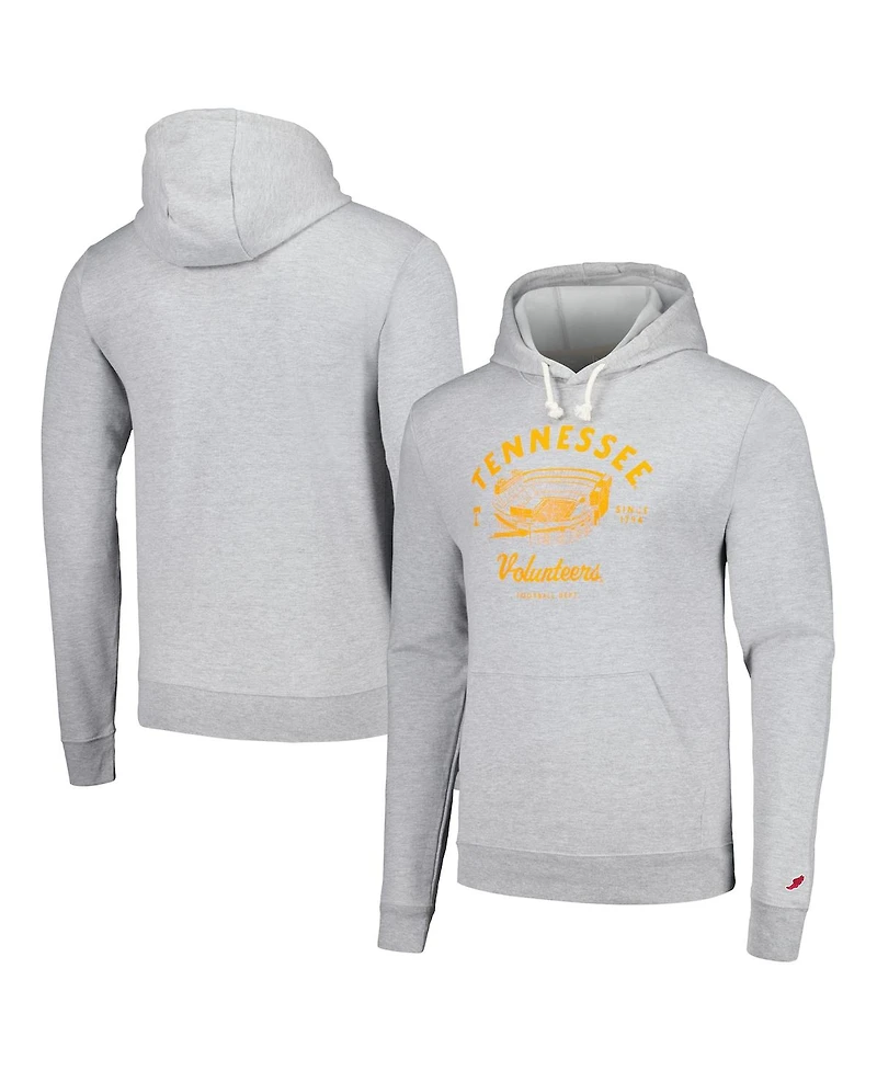 Men's League Collegiate Wear Heather Gray Distressed Tennessee Volunteers Stadium Essential Pullover Hoodie