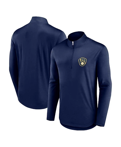 Men's Fanatics Navy Milwaukee Brewers Quarterback Quarter-Zip Top