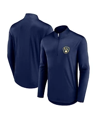 Men's Fanatics Navy Milwaukee Brewers Quarterback Quarter-Zip Top