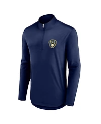 Men's Fanatics Navy Milwaukee Brewers Quarterback Quarter-Zip Top