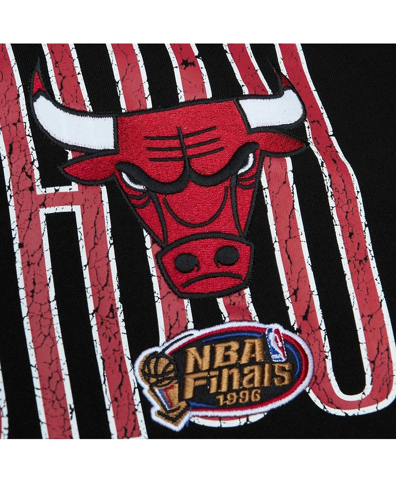 Men's Mitchell & Ness Black Distressed Chicago Bulls Hardwood Classics Og 2.0 Pullover Hoodie