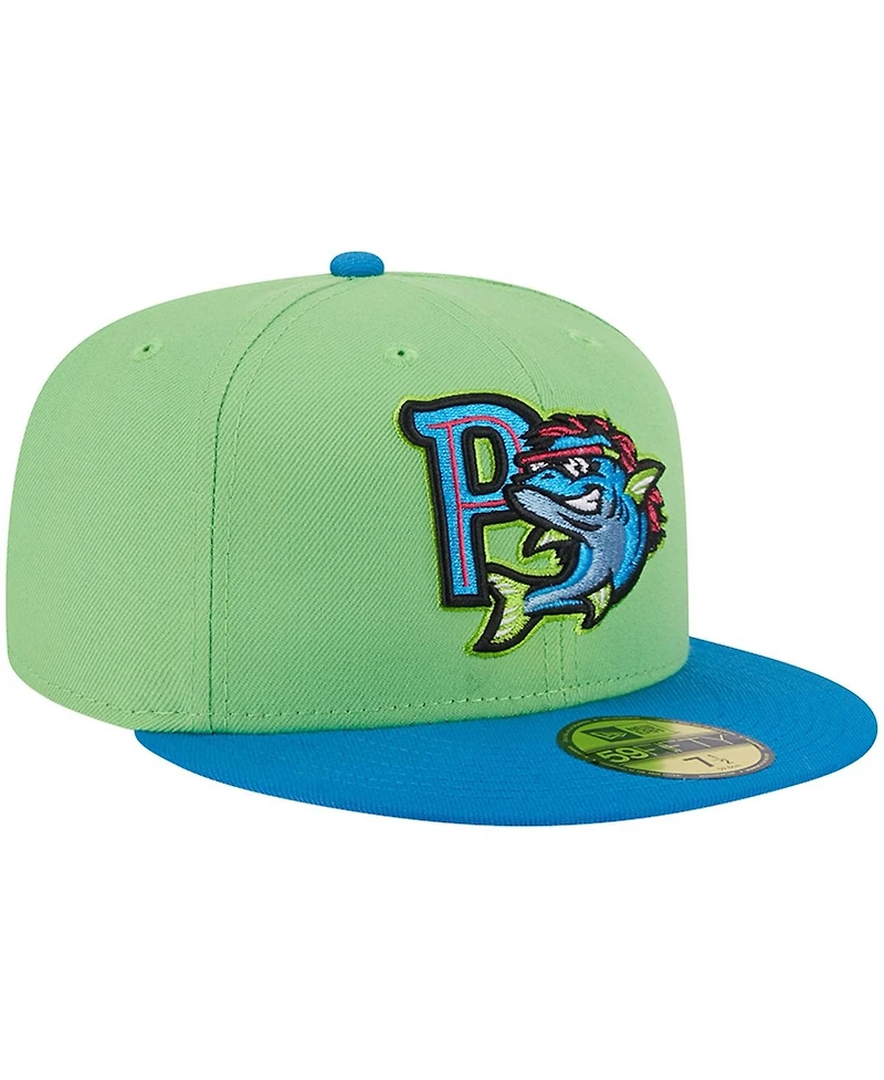 Men's New Era Green Pensacola Blue Wahoos Theme Nights Pensacola Mullets 59FIFTY Fitted Hat