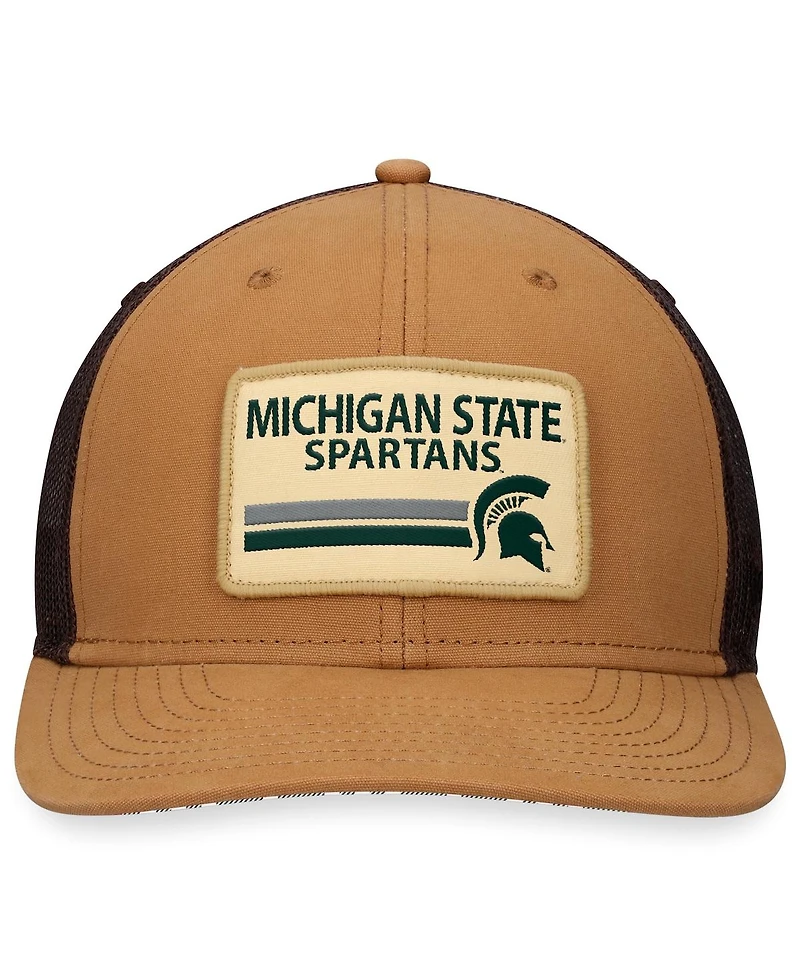 Men's Top of the World Khaki Michigan State Spartans Strive Trucker Adjustable Hat
