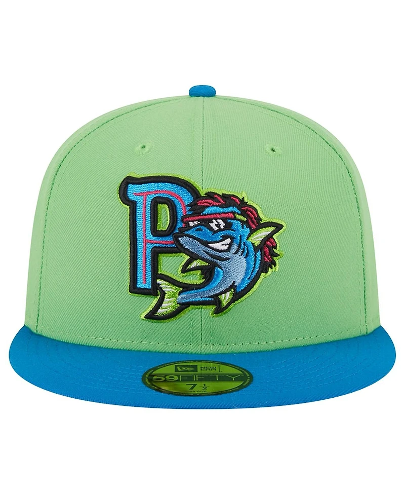 Men's New Era Green Pensacola Blue Wahoos Theme Nights Pensacola Mullets 59FIFTY Fitted Hat