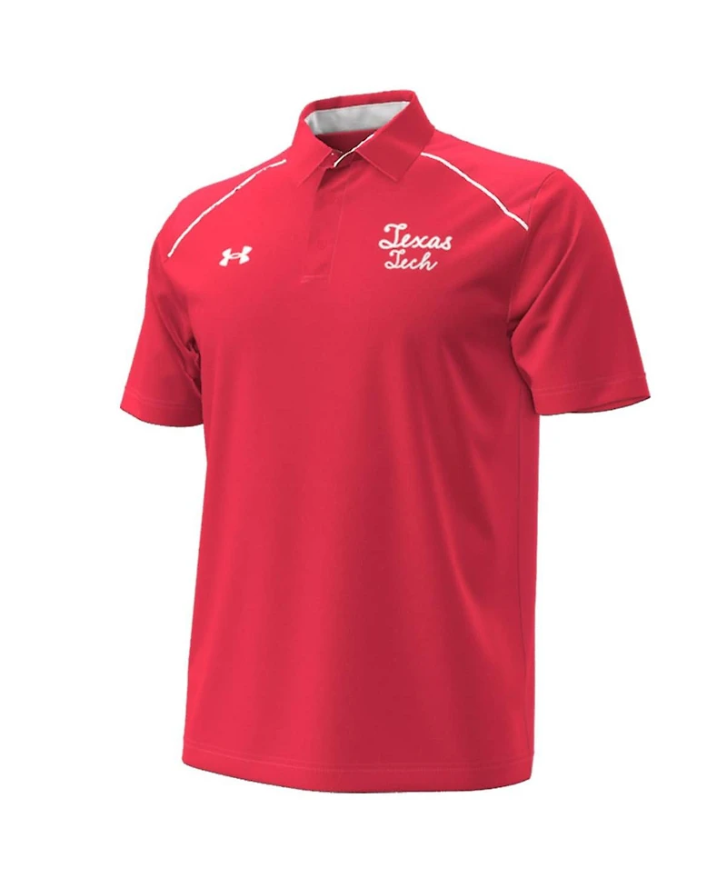 Men's Under Armour Red Texas Tech Raiders Throwback Cursive Polo Shirt