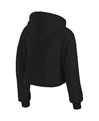 Women's Wear by Erin Andrews Black New England Patriots Domestic Cropped Pullover Hoodie