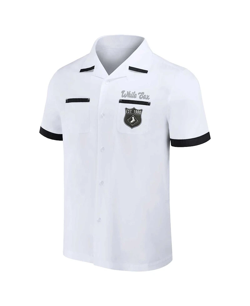 Men's Darius Rucker Collection by Fanatics White Chicago Sox Bowling Button-Up Shirt