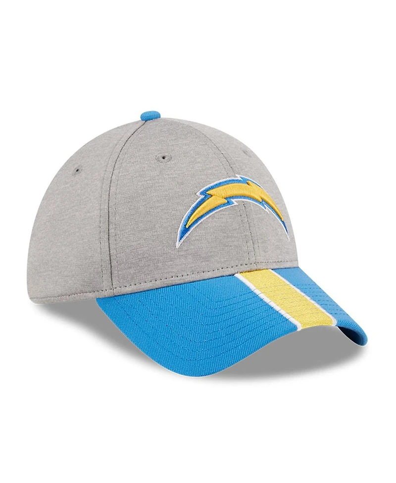 Men's New Era Heather Gray, Powder Blue Los Angeles Chargers Striped 39THIRTY Flex Hat