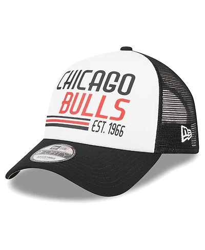Men's New Era White Chicago Bulls Lift Pass Foam Front Trucker 9FORTY Adjustable Hat