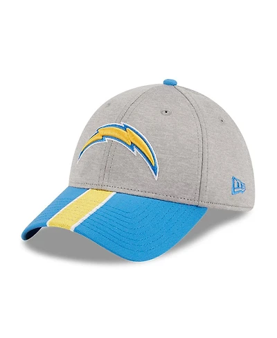 Men's New Era Heather Gray, Powder Blue Los Angeles Chargers Striped 39THIRTY Flex Hat
