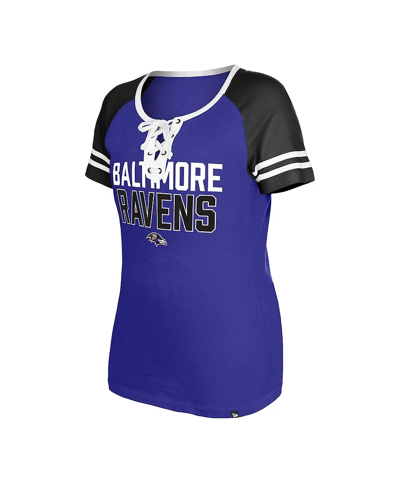 Women's New Era Purple Baltimore Ravens Raglan Lace-Up T-shirt