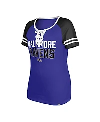 Women's New Era Purple Baltimore Ravens Raglan Lace-Up T-shirt