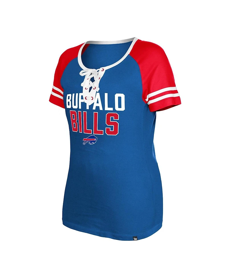 Women's New Era Royal Buffalo Bills Raglan Lace-Up T-shirt