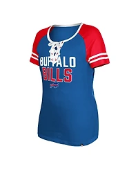 Women's New Era Royal Buffalo Bills Raglan Lace-Up T-shirt