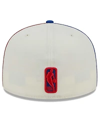 Men's New Era Cream Philadelphia 76ers Piped Pop Panel 59FIFTY Fitted Hat