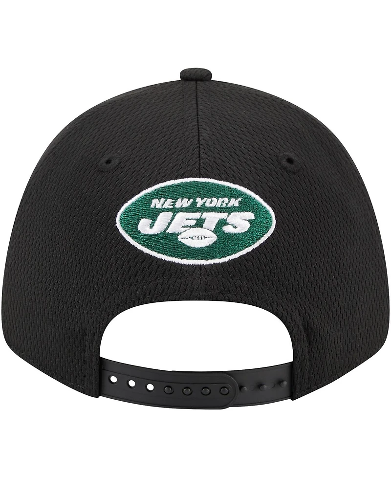 Men's New Era Black New York Jets Top Visor 9FORTY Adjustable Hat